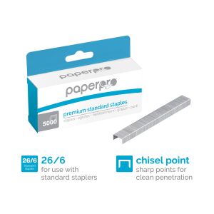 Accentra PaperPro Premium Standard Staples-Standard Staples 5000/BX,Silver Wholesale CASE of 25 1/4L,210 Staples/Strip 